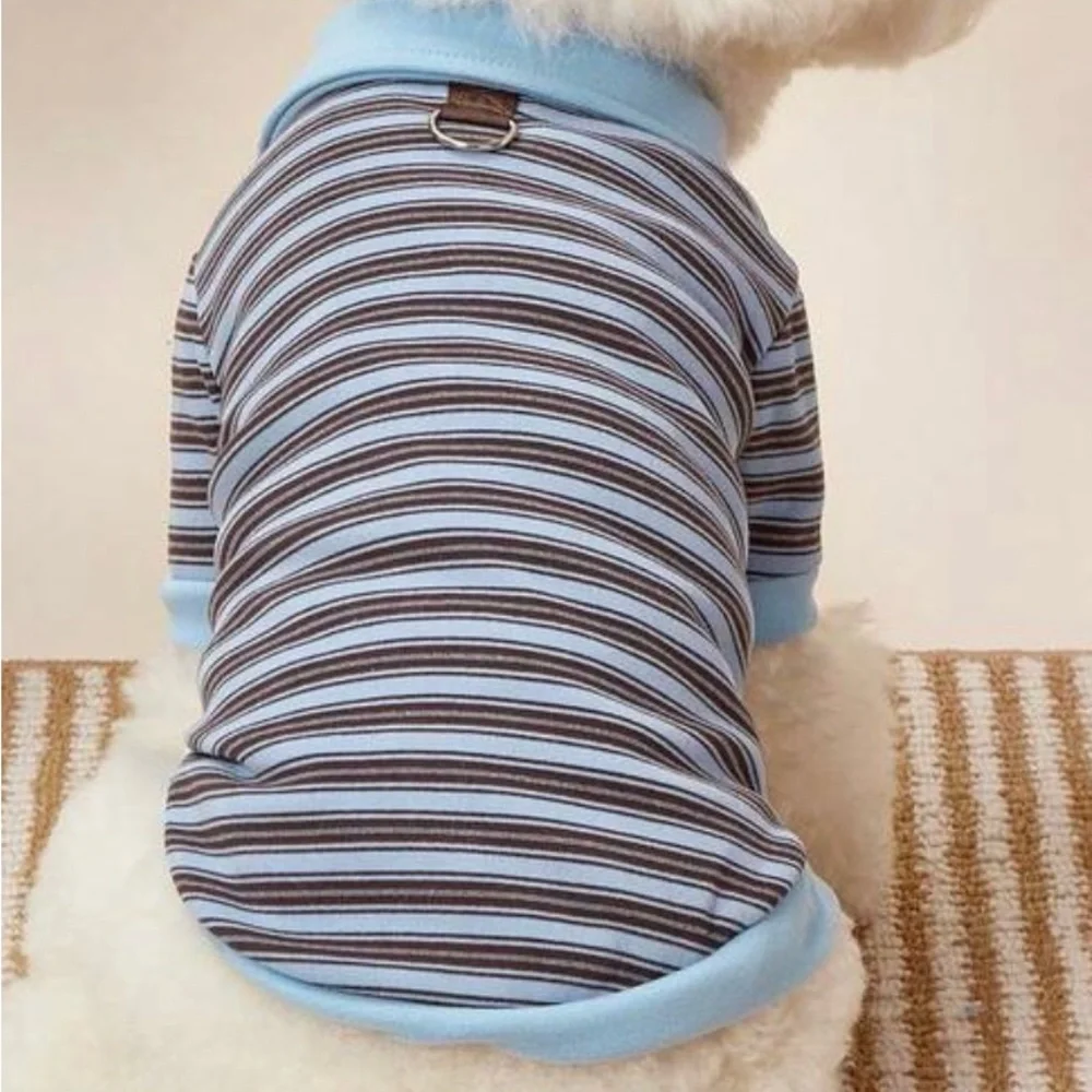 Striped Blue and Brown Dog Shirt